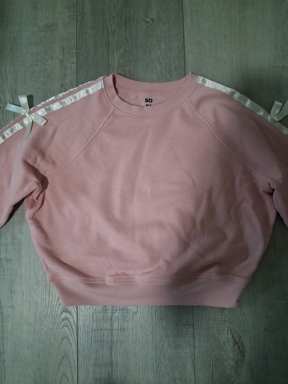 SO Pink Ribbon-Trim Crewneck Sweatshirt - Women